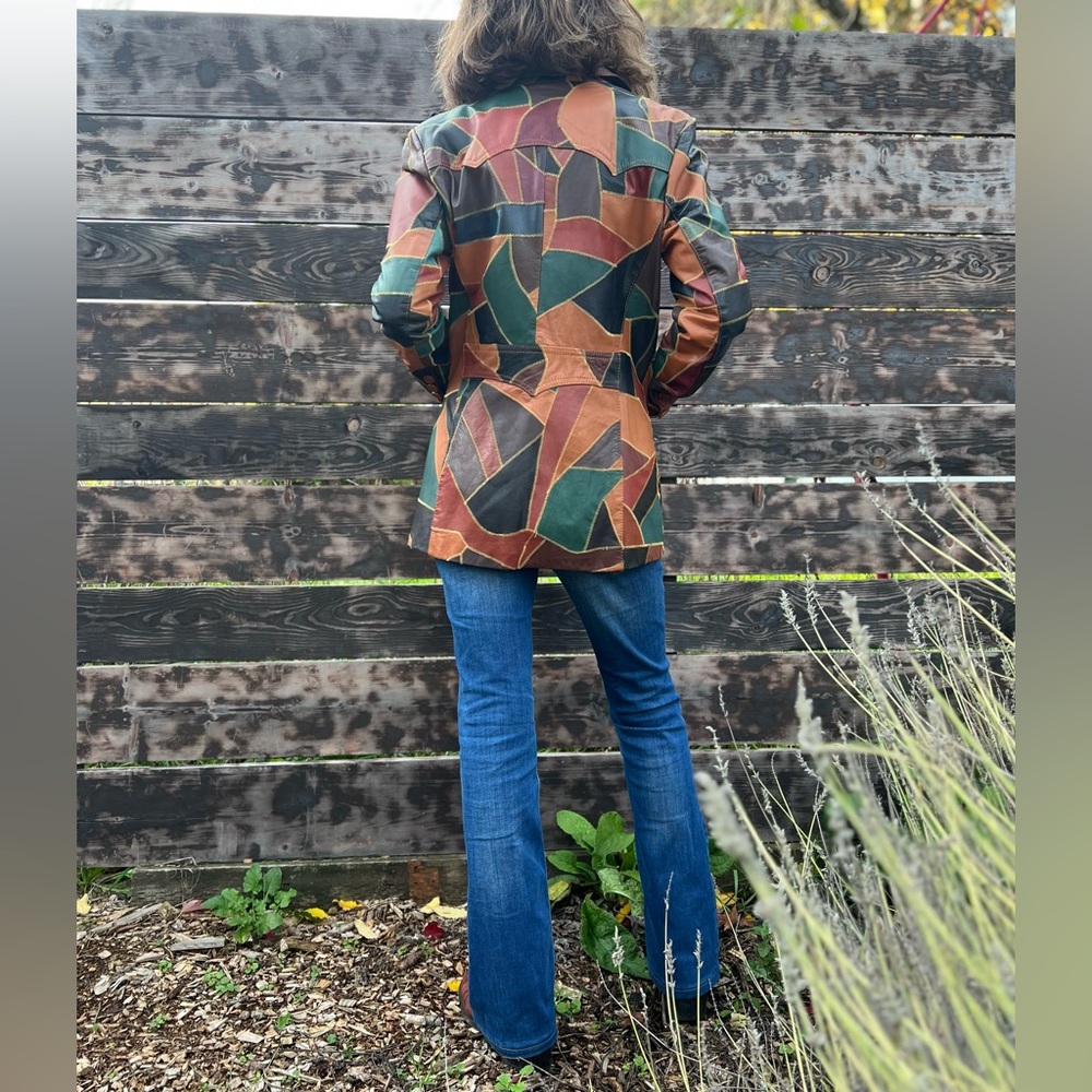 70s Leather Patchwork Vintage Jacket - image 8